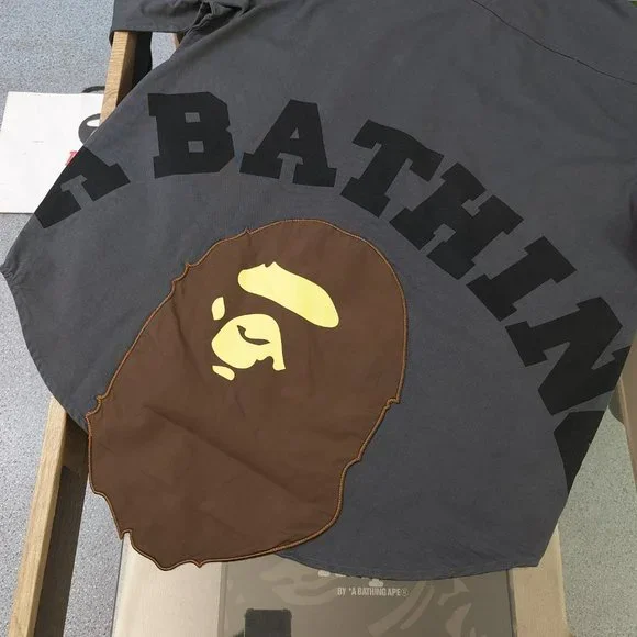 Bape embroidered ape head monogram print shirt
